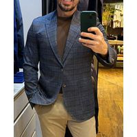 Blazer Teselli em Malha Tech Xadrez Slim Marinho 9196