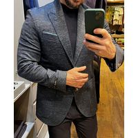 Blazer Teselli em Malha Tech Com Elastano Slim Marinho 9198