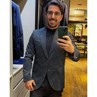 Blazer Teselli em Malha Tech Com Elastano Slim Marinho 9198