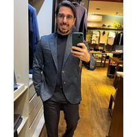Blazer Teselli em Malha Tech Com Elastano Slim Marinho 9198
