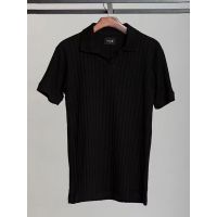 Camisa Polo Gola V Textura RCR Preto 2034