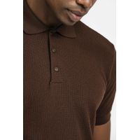 Camiseta Polo Malha Textura Marrom K&J PO24514