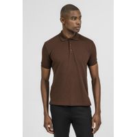 Camiseta Polo Malha Textura Marrom K&J PO24514