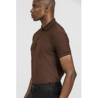 Camiseta Polo Malha Textura Marrom K&J PO24514