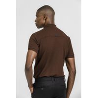 Camiseta Polo Malha Textura Marrom K&J PO24514