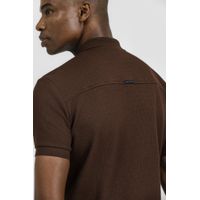 Camiseta Polo Malha Textura Marrom K&J PO24514