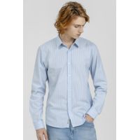 Camisa King e Joe M/L Listrada Casual Azul CS24252