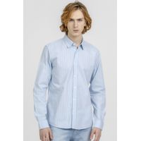 Camisa King e Joe M/L Listrada Casual Azul CS24252