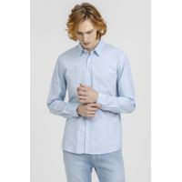 Camisa King e Joe M/L Listrada Casual Azul CS24252