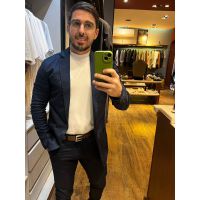 Blazer Skinny em Sarja Zip Off Bolso Embutido Marinho 00436