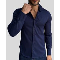 Camisa Social zikani Fibra de Bambu Marinho 00748