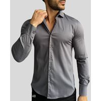 Camisa Social zikani Fibra de Bambu Chumbo 00748