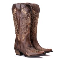 Bota Feminina Texana Tucson - Couro Euro Texas Wisky - Solado P51 Rústico Café