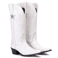 Bota Feminina Texana Tucson - Couro Branco- Solado P51 Liso Preto