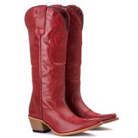 Bota Feminina Texana Tucson - Couro Vermelho - Solado P51 Natural