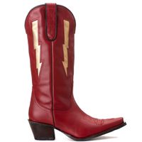 Bota Feminina Texana Tucson - Couro Vermelho - Solado P51 Liso Café
