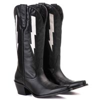 Bota Feminina Texana Tucson - Couro Preto - Solado P51 Liso Preto