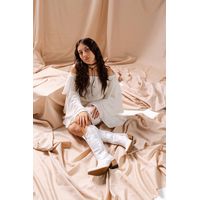Bota Feminina Texana Tucson - Couro Napa Branca - Solado P51 Natural