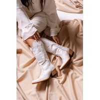 Bota Feminina Texana Tucson - Couro Napa Branca - Solado P51 Natural