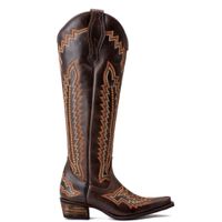 Bota Feminina Texana Tucson - Couro Fóssil Café -Solado P52 Rústico Café