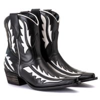 Bota Feminina Texana Tucson - Couro Preto - Solado P51 Rústico Preto