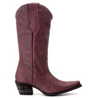 Bota Feminina Texana Tucson - Couro Tucson Roxo - Solado P51 Rústico Preto