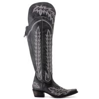Bota Feminina Texana Tucson - Couro Preto - Solado P52 Rústico Preto