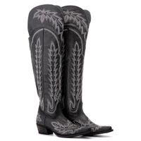 Bota Feminina Texana Tucson - Couro Preto - Solado P52 Rústico Preto