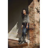 Bota Feminina Texana - Couro Napa Preto - Solado P52 Rústico Preto