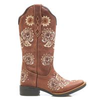 Bota Feminina Texana Tucson - Couro Fóssil Camel - Solado Flor