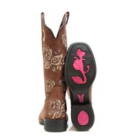 Bota Feminina Texana Tucson - Couro Fóssil Camel - Solado Flor