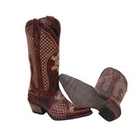 Bota Feminina Texana Tucson Boots - Couro Euro Texas Whisky - Solado P51 Rústico Preto