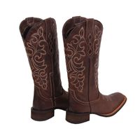 Bota Feminina Texana Tucson - Couro Fóssil Café - Solado Flor