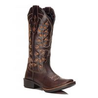 Bota Feminina Texana Tucson - Couro Firenze Café - Solado Flor 