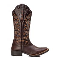Bota Feminina Texana Tucson - Couro Firenze Café - Solado Flor 