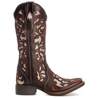 Bota Feminina Texana Tucson - Couro Euro Texas Café Glitter Prata - Solado Flor
