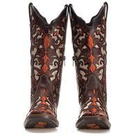 Bota Feminina Texana Tucson - Couro Euro Texas Café Glitter Prata - Solado Flor