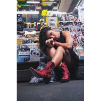 Bota Texana Feminina Tucson - Couro Napa Vinho- Solado P51 Rústico Preto