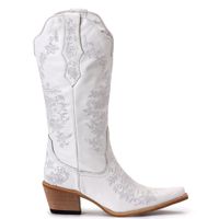Bota Feminina Texana Tucson - Couro Napa Branca - Solado P51 Natural