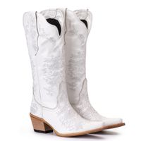 Bota Feminina Texana Tucson - Couro Napa Branca - Solado P51 Natural