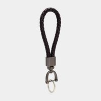 Chaveiro Veterano De Couro Trançado - Metal Grafite Com Argola