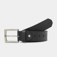 Cinto de Couro Soleta Preto fivela Prata Envelhecida