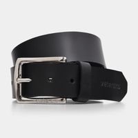 Cinto de Couro Soleta Preto fivela Cromo