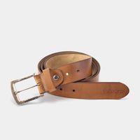 Cinto Couro Whisky Fivela Prata Envelhecida