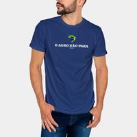 Camiseta Masculina O Agro Não Para Veterano Azul