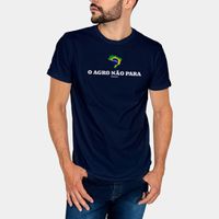 Camiseta Masculina O Agro Não Para Veterano Marinho