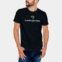 Camiseta Masculina O Agro Não Para Veterano Preto