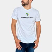 Camiseta Masculina O Agro Não Para Veterano Branco