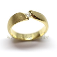 Anel de Ouro 18K Solitário Diamante de 3,0 mm