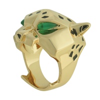 Anel Pantera Metal Lesprit 00033 Dourado Verde - LESPRIT BIJOUX FINAS